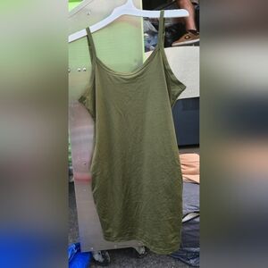 Olive Green Cold-Shoulder Slip Dress